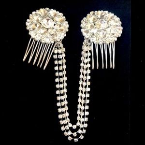 🌈Silver, Crystal Rhinestone Swag Comb💎